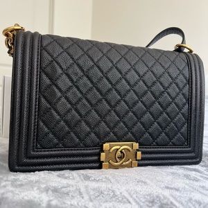 Chanel Boy Medium in Caviar/Gold Hardware
